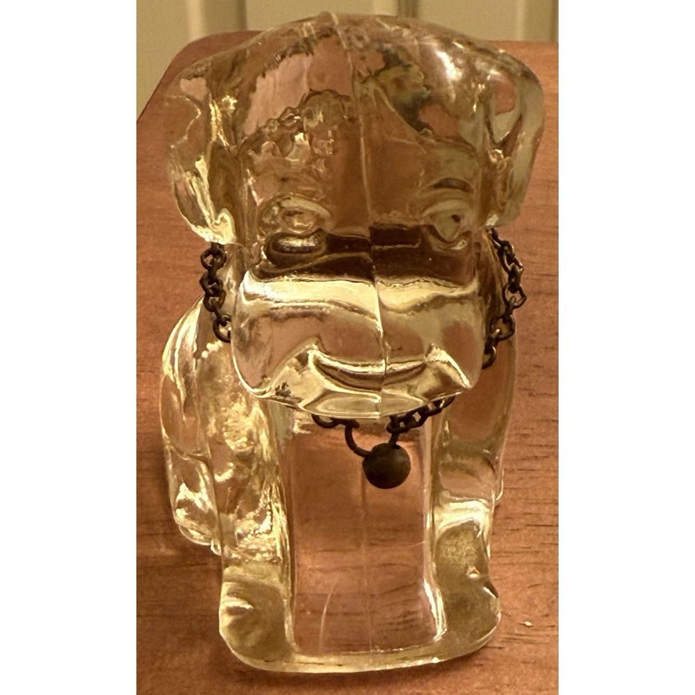 Dog Puppy Vintage 40's Glass Golden Lab Figurine Art Glass W/ Chain Collar